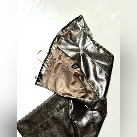 METALLIC SHINY MIDI NIGHT DRESS Fabric imitation leather - Picture 5 of 15